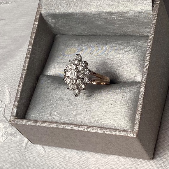 Vintage Evening rhinestone and gold plate ring - Picture 3 of 6